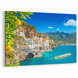 Amalfi Coast Canvas Prints - Vibrant Italy Coastal Art with Lemon Grove