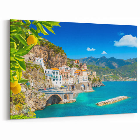 Amalfi Coast Canvas Prints - Vibrant Italy Coastal Art with Lemon Grove