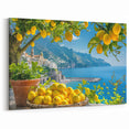 Amalfi Coast Canvas Prints - Italy Coastal Art with Lemons and Sea View
