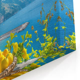 Amalfi Coast Canvas Prints - Italy Coastal Art with Lemons and Sea View