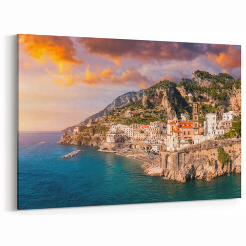 Amalfi Coast Photography - Italy Coastal Sunset Scene Wall Art
