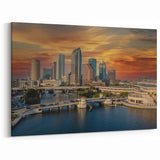 Dramatic Downtown Cityscape Wall Art - Tampa Skyline at Sunset