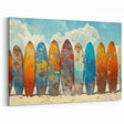 Hawaiian Island Art – Vibrant Surfboards on Beach Canvas & Framed Print