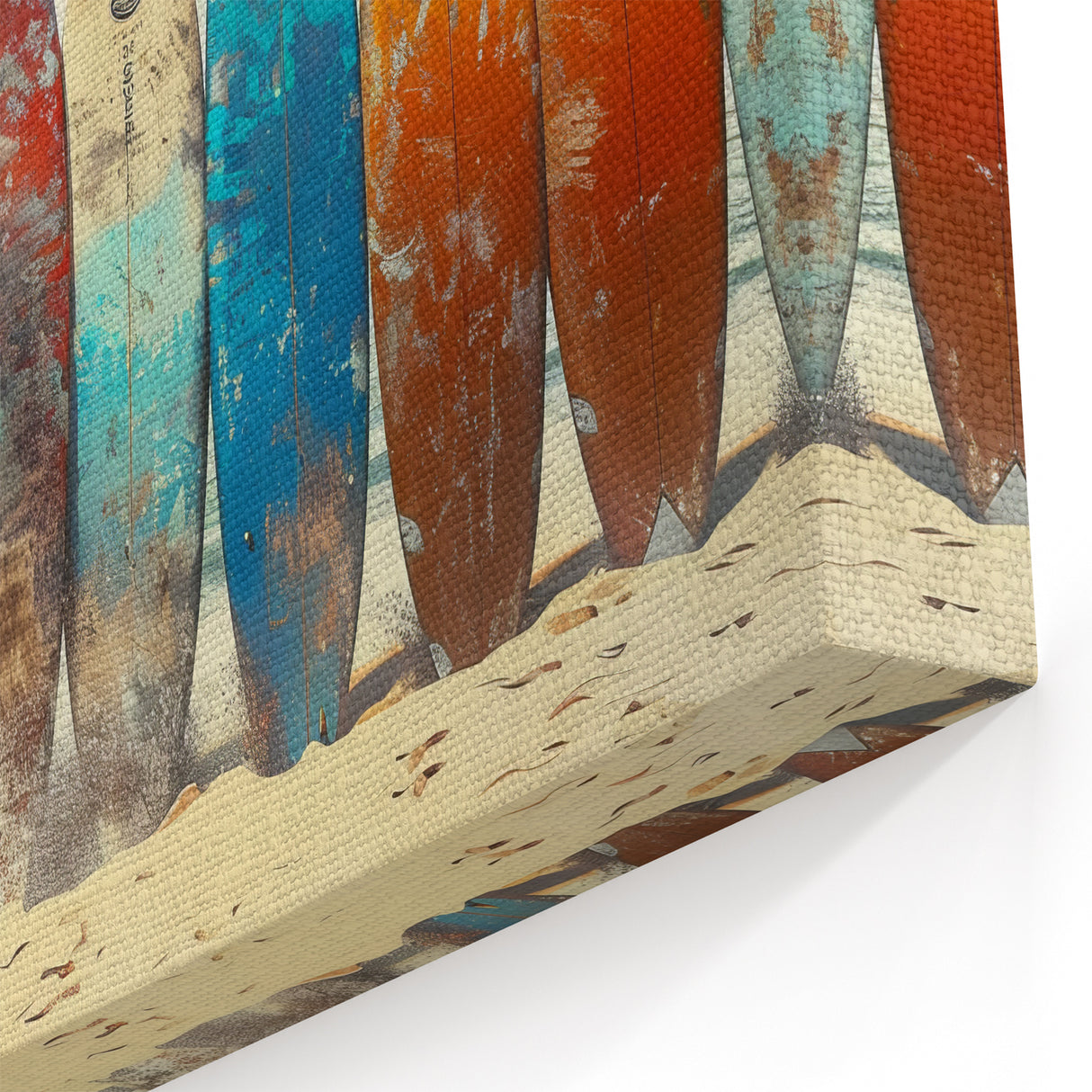 Hawaiian Island Art – Vibrant Surfboards on Beach Canvas & Framed Print