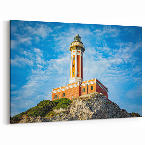 Italy Scenic Prints – Capri Coastal Art with Iconic Lighthouse View