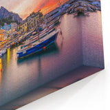 Italy Scenic Prints – Capri Coastal Art of Harbor Sunset Views