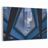 Seattle Cityscape Art - Modern Urban View Framed by Geometric Window