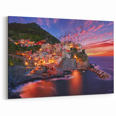 Cinque Terre Wall Art – Sunset Glow Italian Coastal Decor Prints