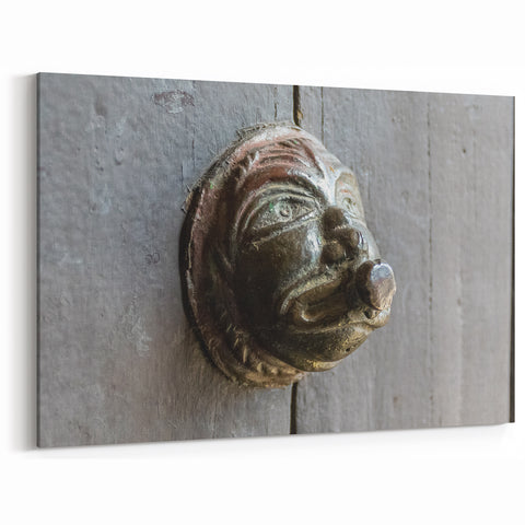 Antique Masonry Wall Art - Rustic Bronze Door Fixture on Canvas & Prints