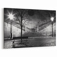 Elegant Masonry Wall Art - Black and White Night Scene on Canvas & Prints