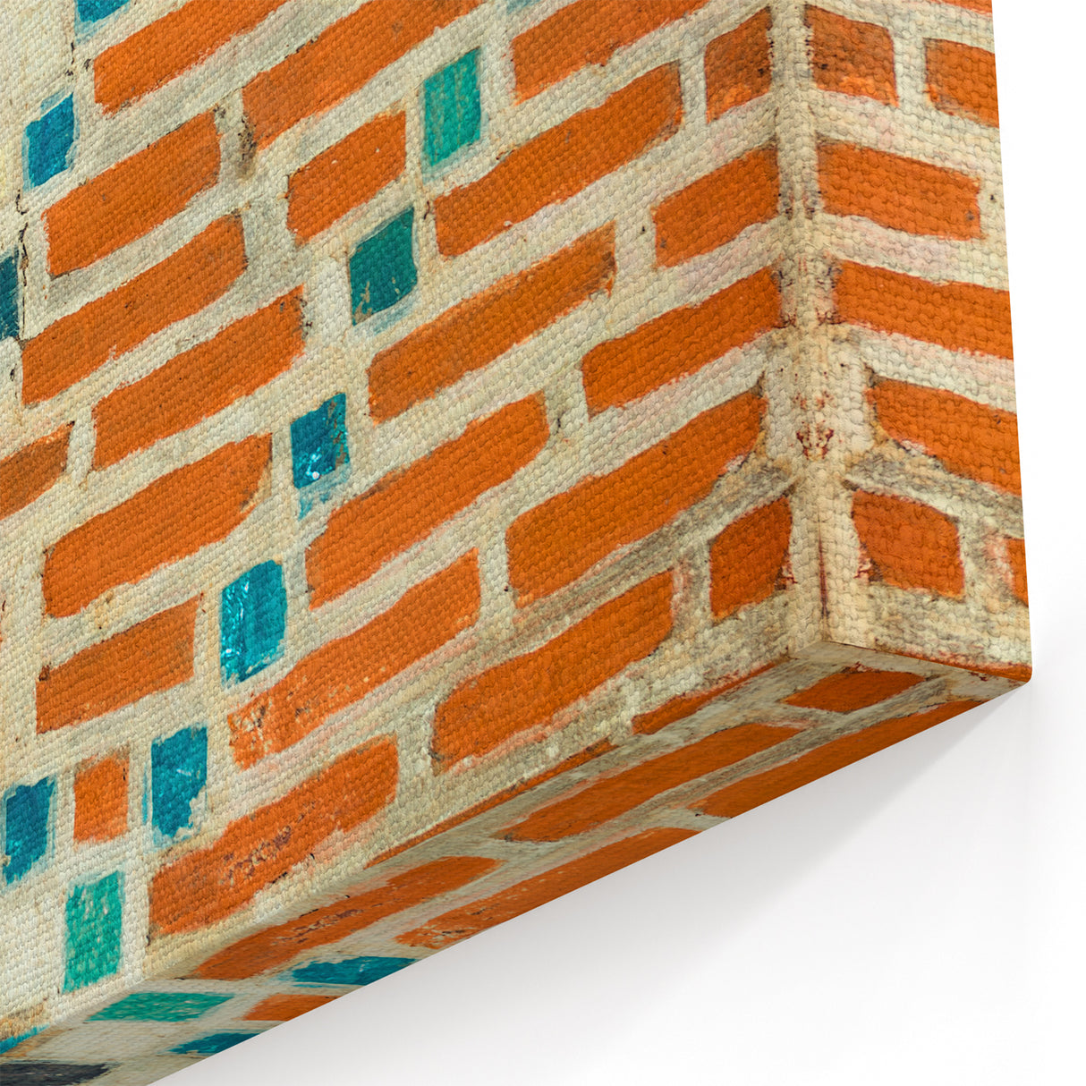Vibrant Masonry Wall Art - Mosaic Brick Design with Turquoise Tiles
