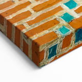 Vibrant Masonry Wall Art - Mosaic Brick Design with Turquoise Tiles