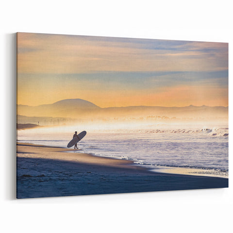California Coastal Art - Surfer at Sunrise Scenic Print of Coronado