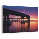 Sunset Reflections Art - Coronado Bridge Twilight Coastal Photography