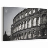 Ancient Rome Art – Black and White Canvas of Roman Colosseum Architecture