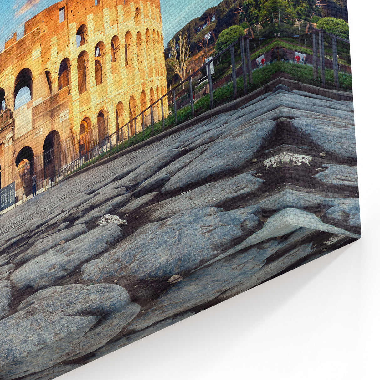 Italian Landmark Art – Vibrant Colosseum Canvas with Clear Sky