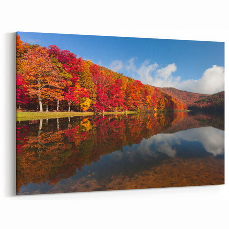 Virginia Nature Art - Autumn Leaves Reflection Scenic Photography Print