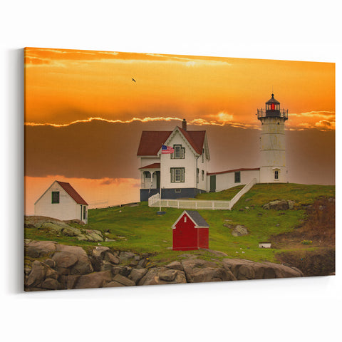 Wellington Harbor Art - New Zealand Lighthouse at Sunset Print