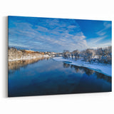 Wellington Skyline Photography - Winter River Scene with Blue Skies