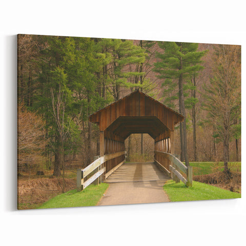 Scenic Covered Bridge Wall Art – Rustic Architecture Canvas & Prints
