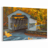 White Covered Bridge Wall Art – Vintage Rustic Canvas & Framed Prints