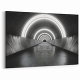 Abstract Light Tunnel Art - Modern Monochrome Architectural Print