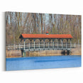Covered Bridge Wall Art – Tranquil Lake Scene Canvas & Framed Prints