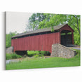 Rustic Red Covered Bridge Wall Art – Classic Architecture Canvas Prints