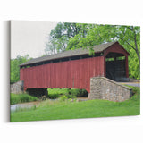 Rustic Red Covered Bridge Wall Art – Classic Architecture Canvas Prints