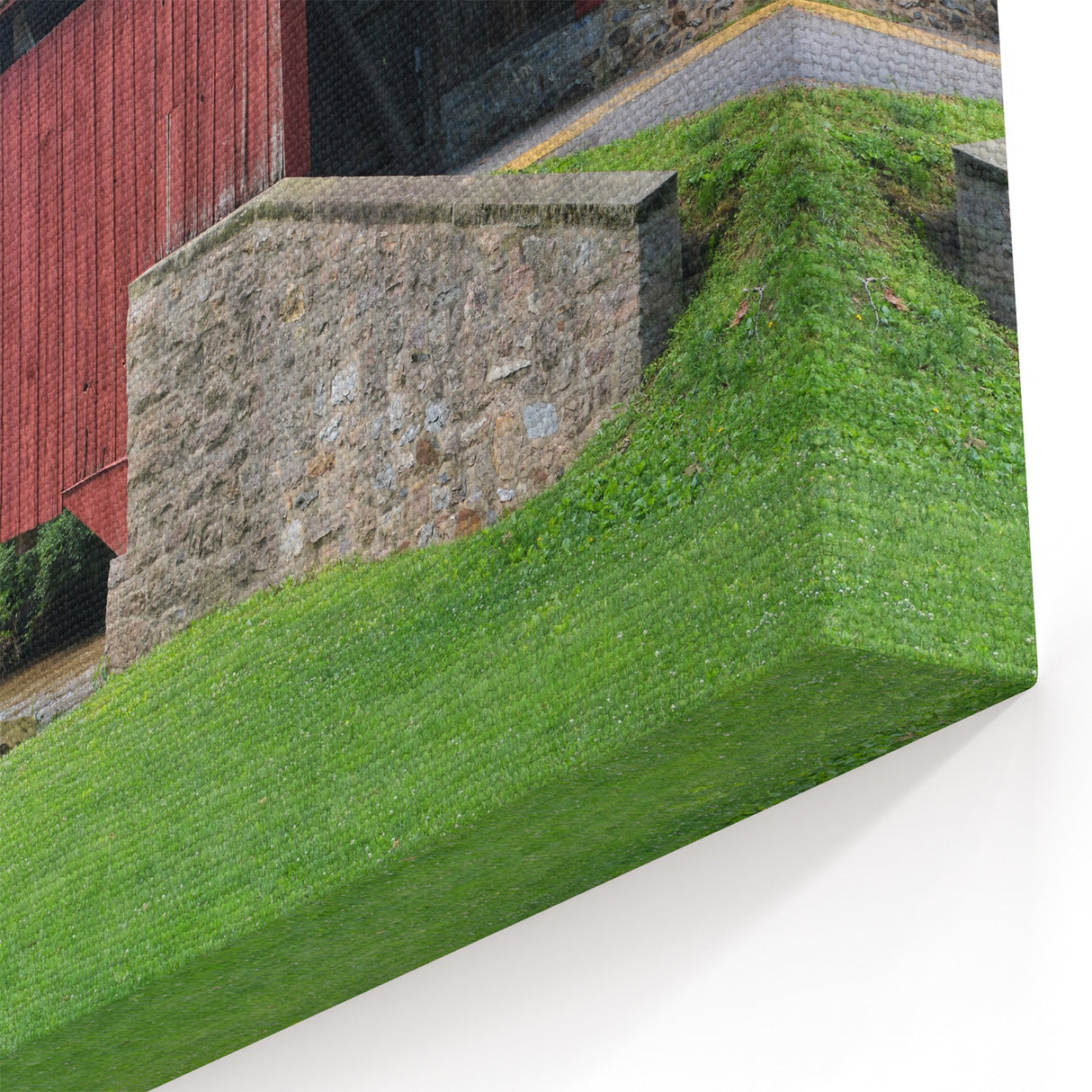 Rustic Red Covered Bridge Wall Art – Classic Architecture Canvas Prints