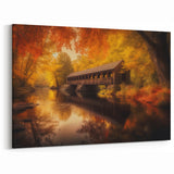 Serene Autumn Covered Bridge Wall Art – Tranquil Canvas & Prints