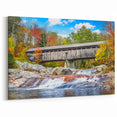 Waterfall Covered Bridge Wall Art – Scenic Landscape Canvas & Prints