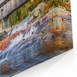 Waterfall Covered Bridge Wall Art – Scenic Landscape Canvas & Prints