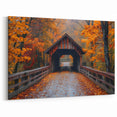 Autumn Covered Bridge Wall Art – Vibrant Fall Landscape Canvas Prints