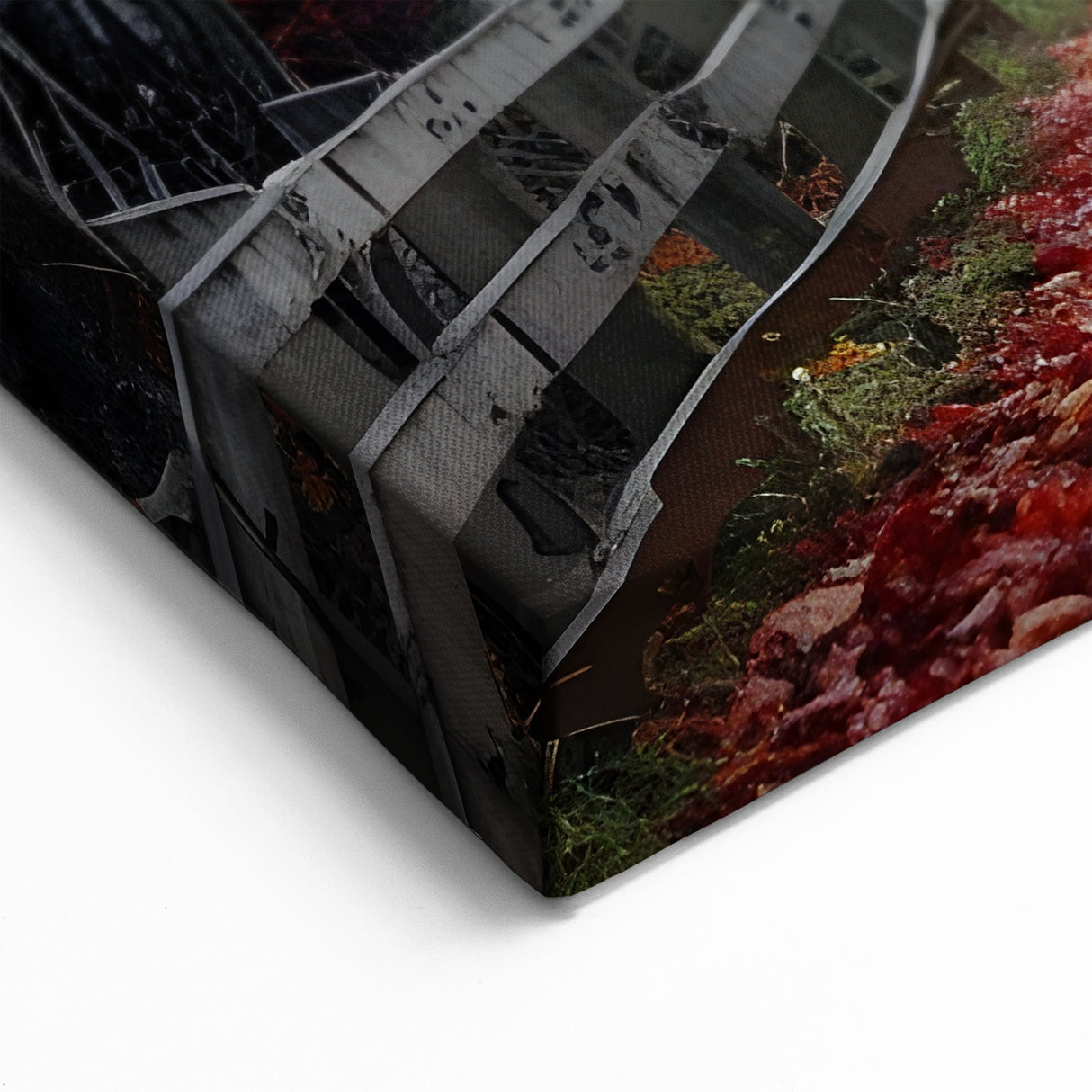 Red Covered Bridge Wall Art – Vibrant Autumn Landscape Canvas Prints