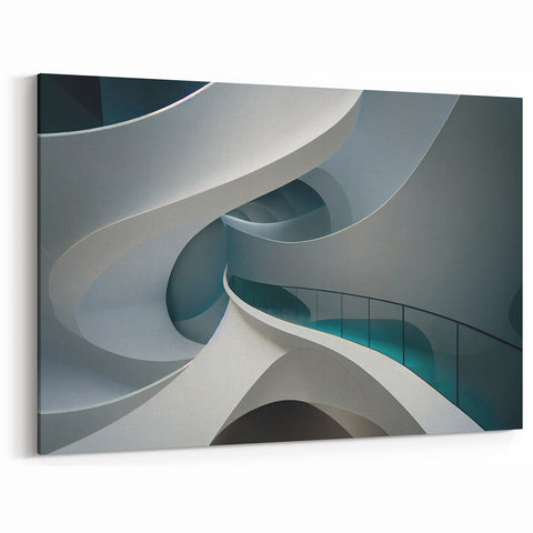 Elegant Curved Staircase Art - Modern Architectural Canvas Print