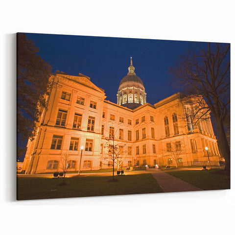 Atlanta Landmarks Art - Stunning Night View of Georgia Capitol Building