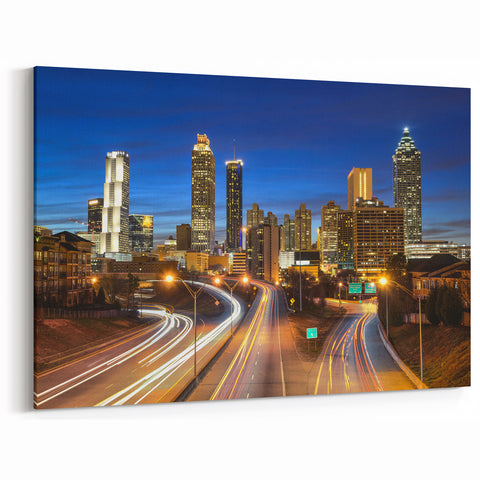 Modern Atlanta Skyline Art - Stunning Night Cityscape Wall Decor