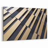 Gold and Black Geometric Panel Art - Modern Architectural Print