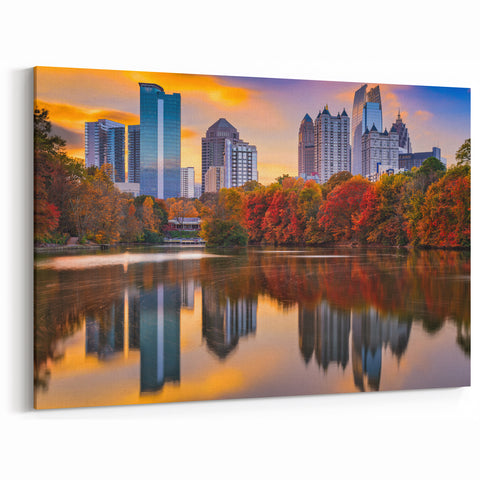 Atlanta Skyline and Autumn Reflection - Modern Cityscape Wall Art