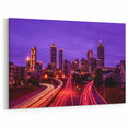 Vibrant Atlanta Skyline Art - Dynamic Night Cityscape in Purple Hue