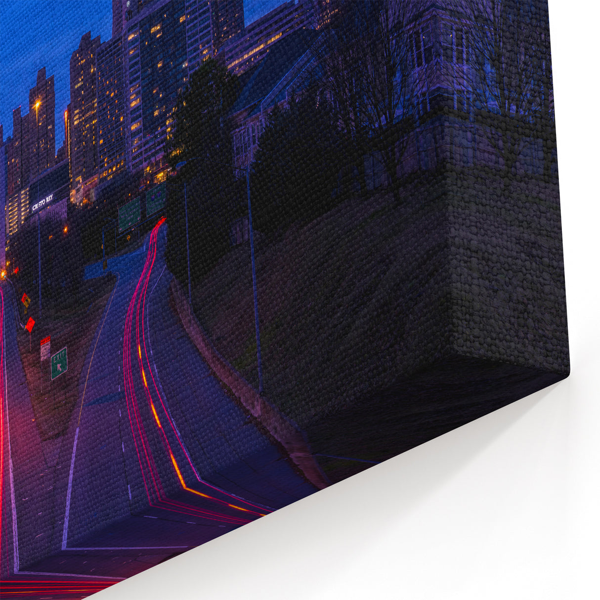 Atlanta Skyline Wall Art - Modern Night Cityscape in Deep Blue Hues