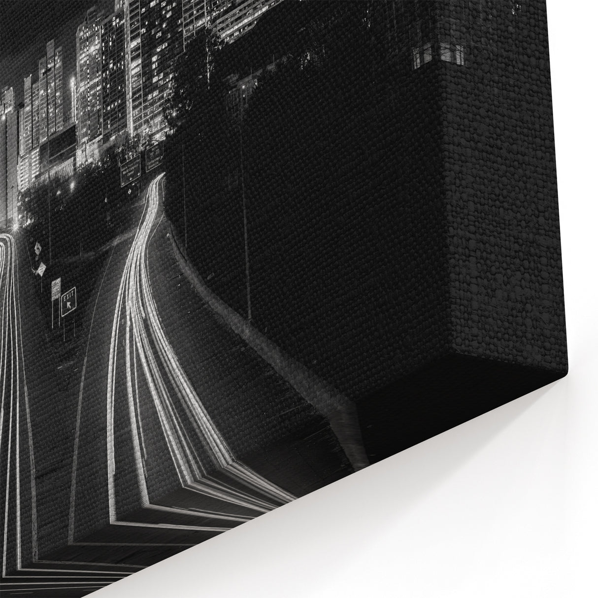 Black and White Atlanta Skyline Art - Modern Night Cityscape Wall Art