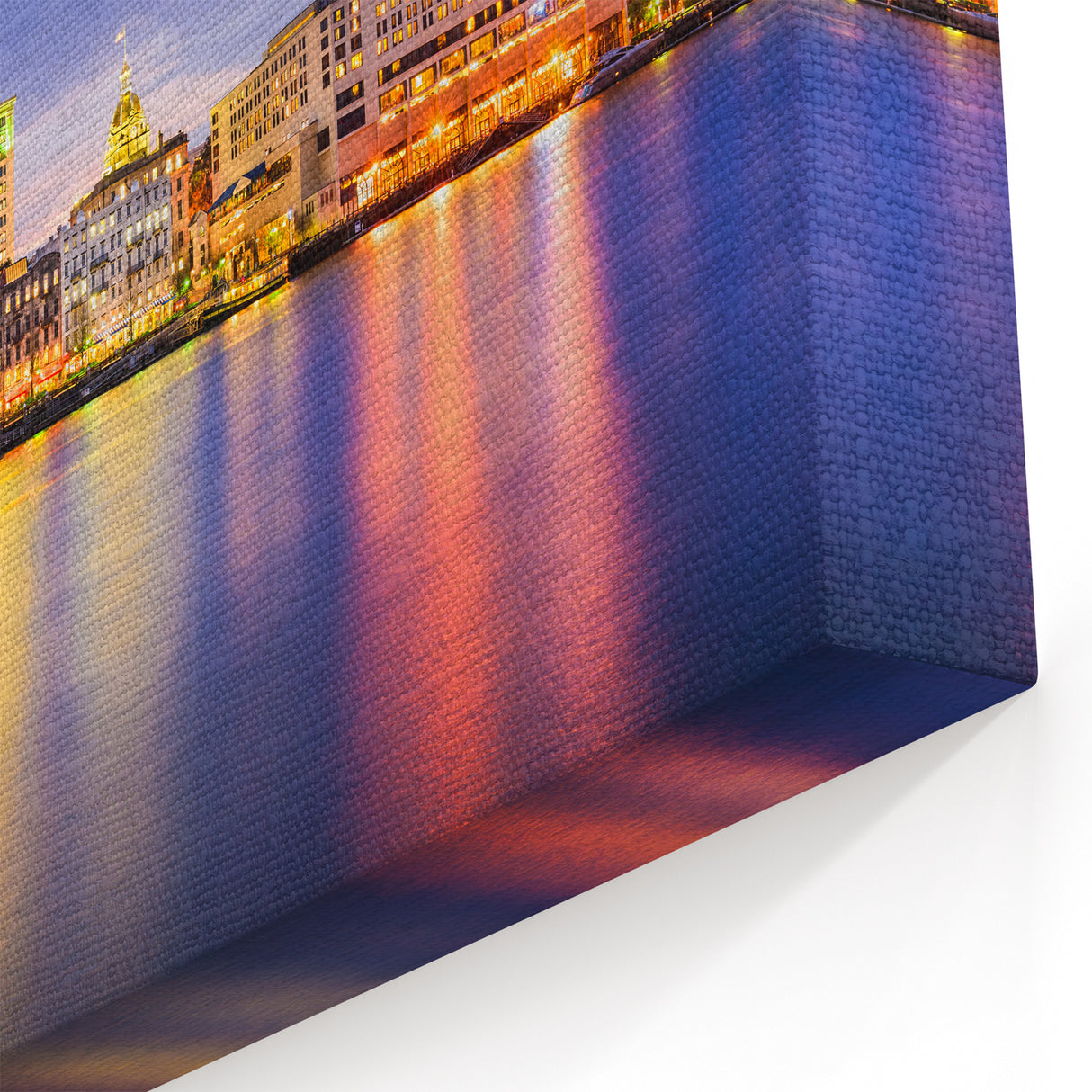 Savannah Georgia Riverfront Wall Art – Colorful Historic Night Photography