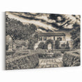 Historic Savannah Garden - Black and White Scenic Photography Art Print
