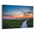 Virginia Beach Art – Coastal Sunset Over Marshland Scenic Canvas Print
