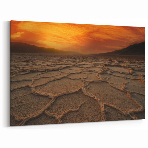 Fiery Sunset Over Salt Flats - Dramatic Death Valley Landscape Art