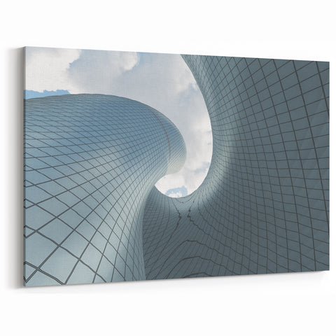 Modern Architectural Abstract Wall Art - Curved Glass Facade Design