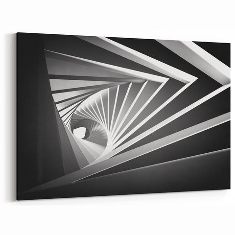 Black and White Geometric Architectural Wall Art - Spiral Design