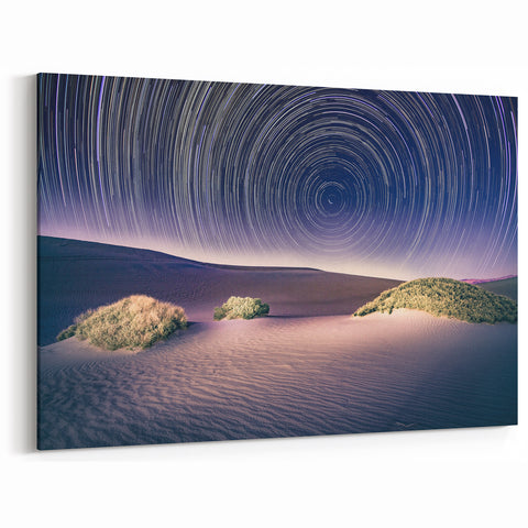 Star Trails Over Desert Dunes - Stunning Death Valley Night Sky Art